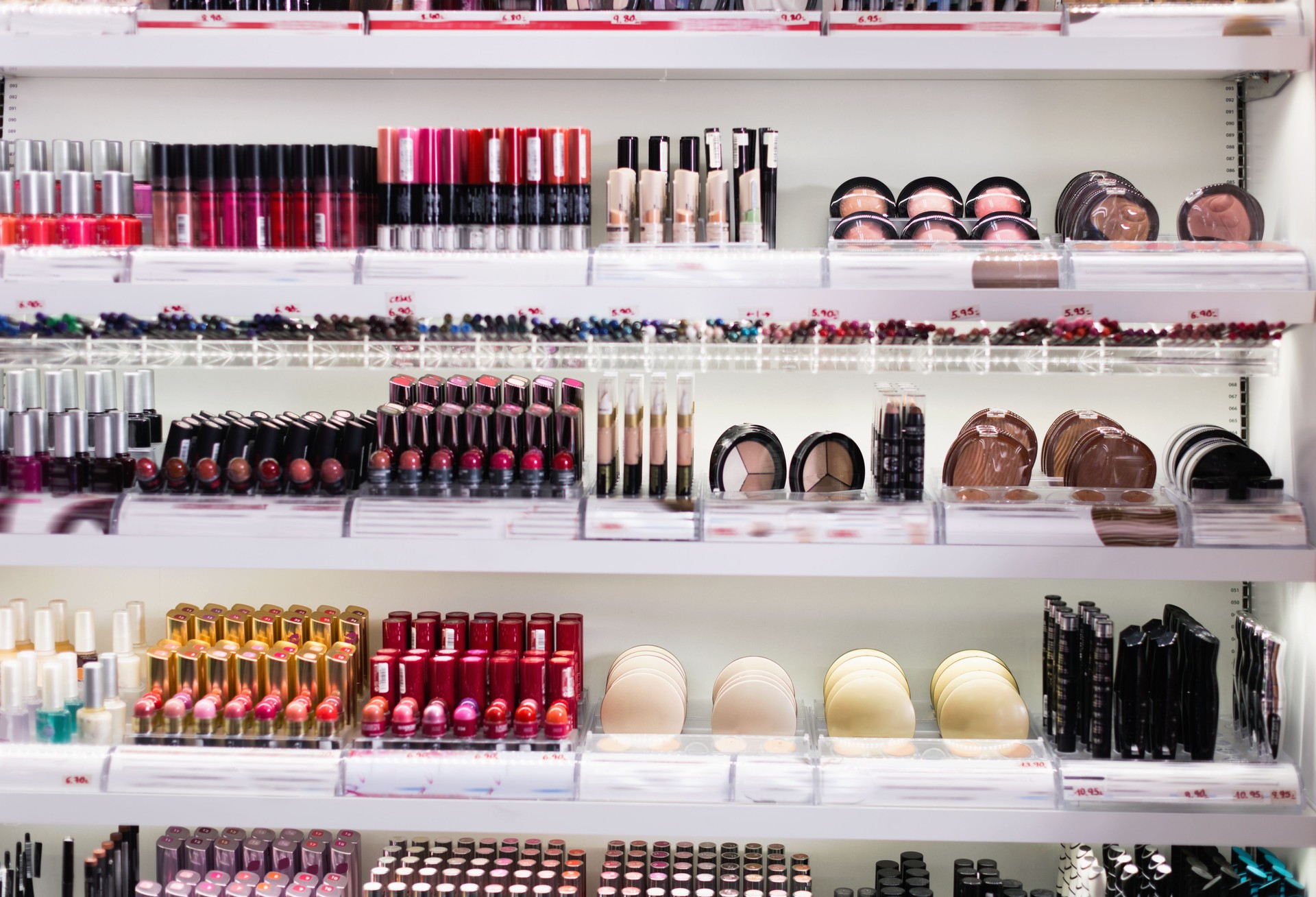 Variety of assortment of modern cosmetics store